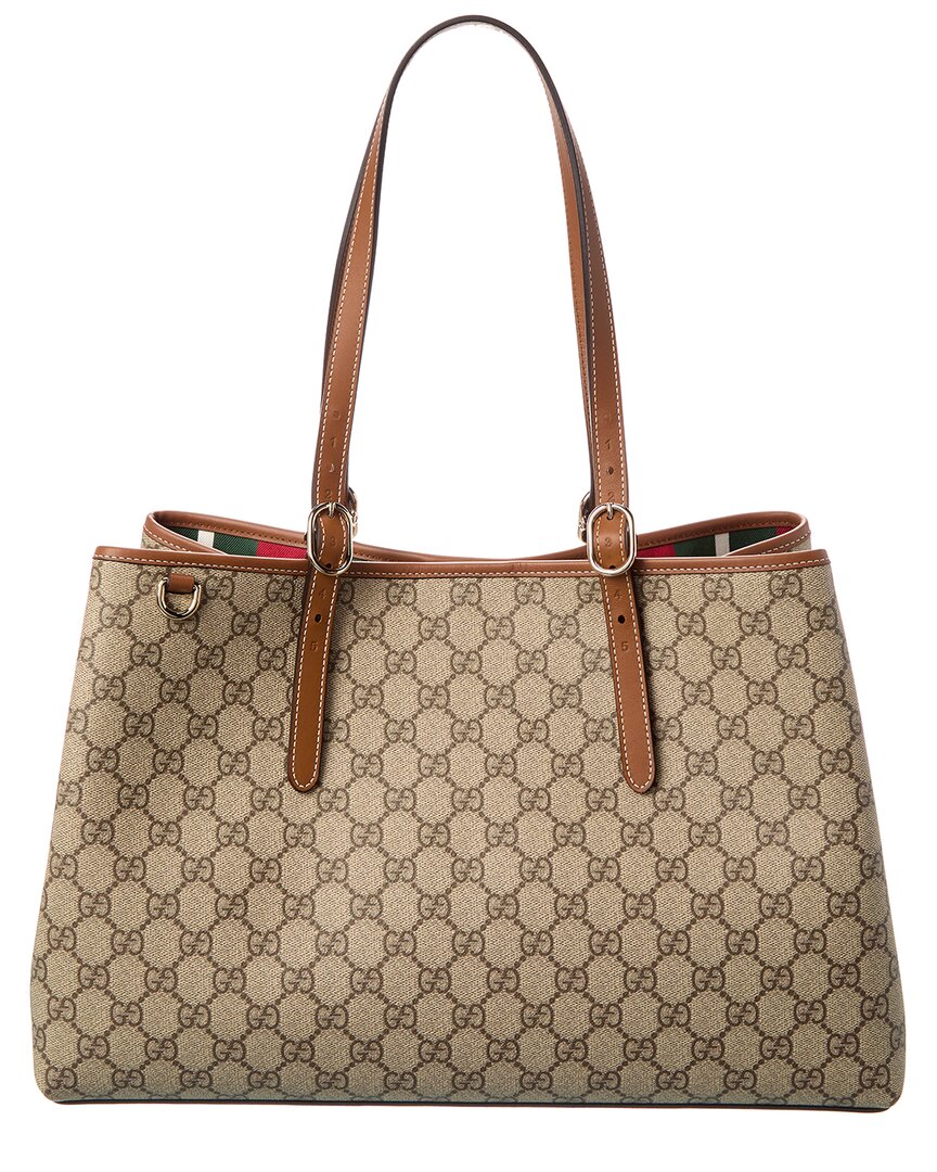 Gucci Gucci Gg Emblem Medium Gg Supreme Canvas & Leather Tote
