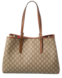 Gucci Gucci Gg Emblem Medium Gg Supreme Canvas & Leather Tote