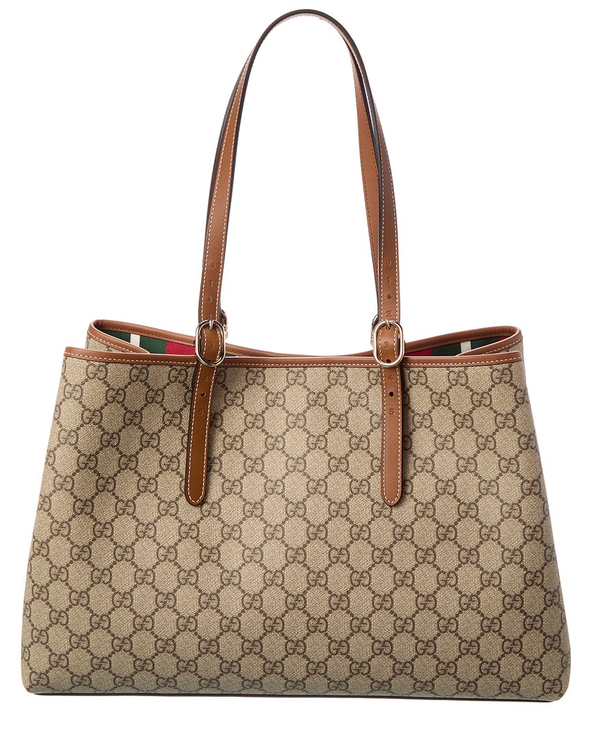 Gucci Gucci Gg Emblem Medium Gg Supreme Canvas & Leather Tote