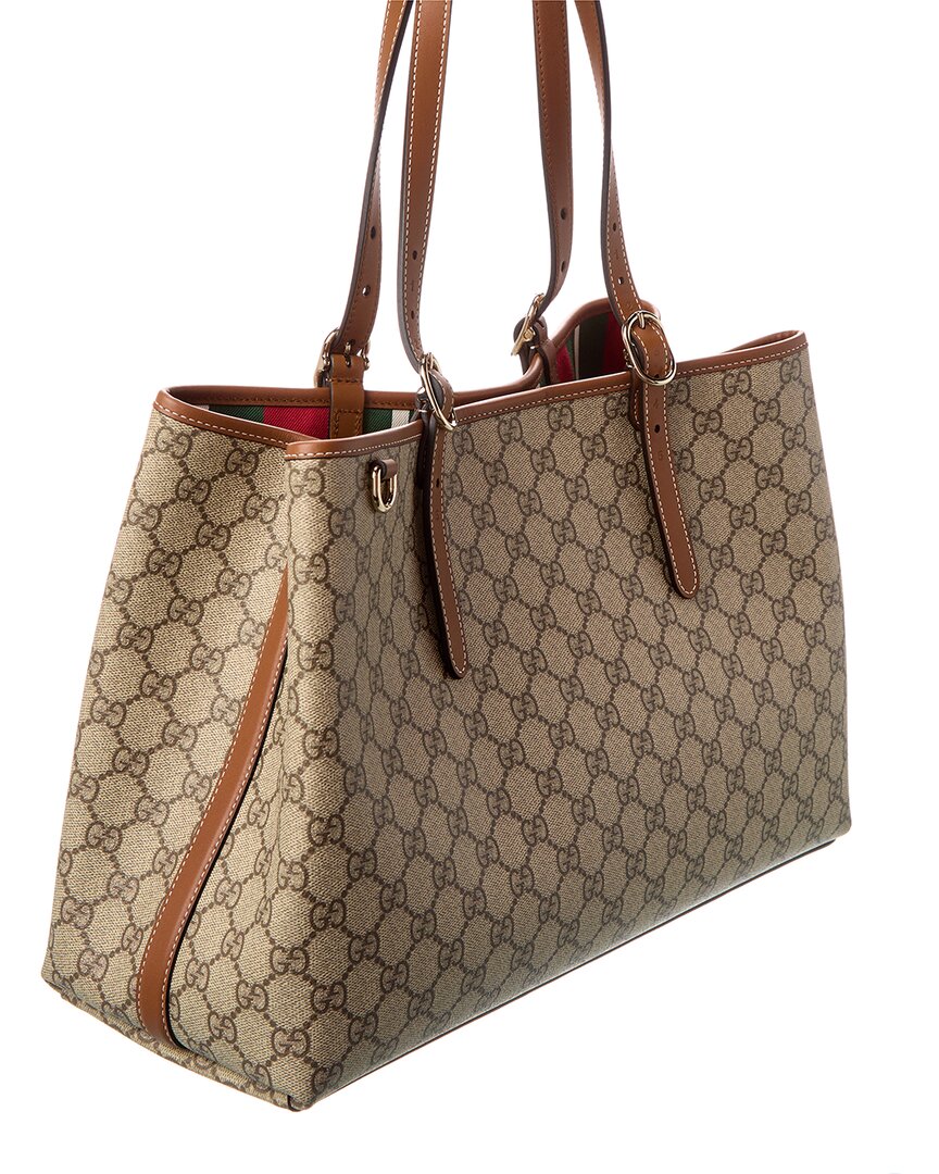 Gucci Gucci Gg Emblem Medium Gg Supreme Canvas & Leather Tote