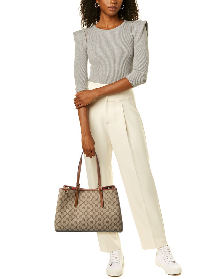 Gucci Gucci Gg Emblem Medium Gg Supreme Canvas & Leather Tote