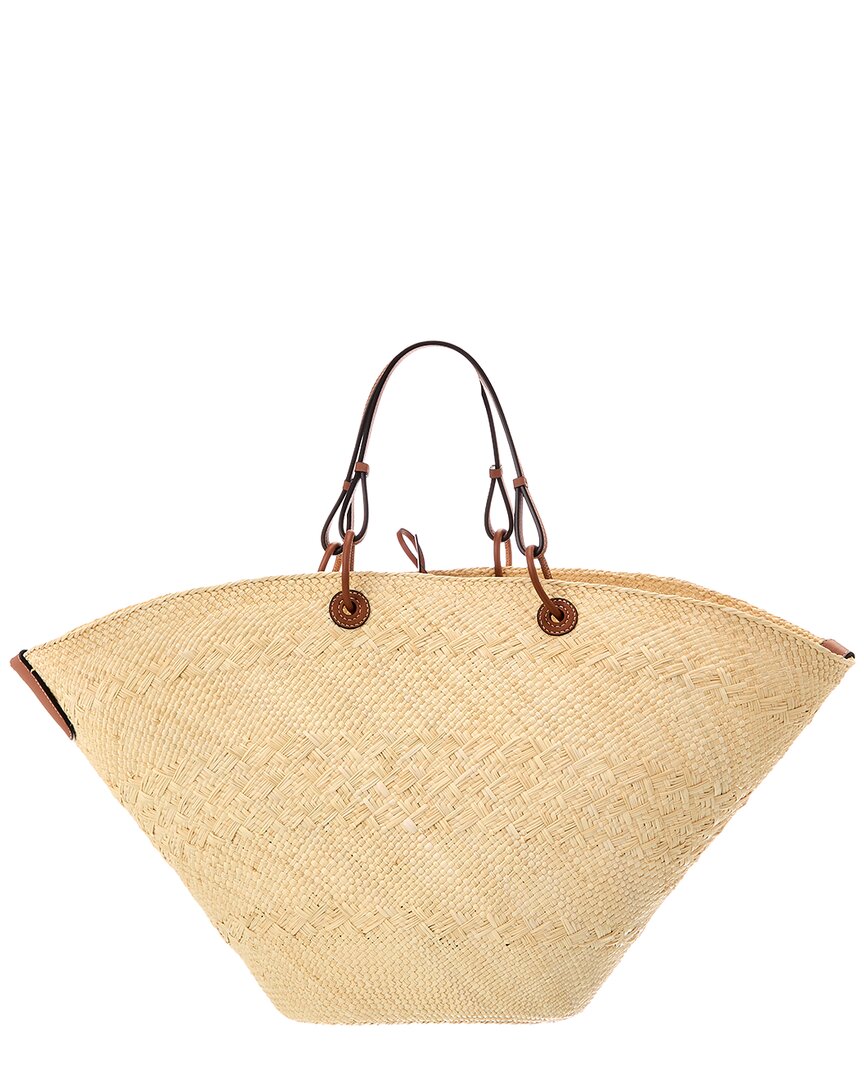 Loewe Loewe Anagram Large Raffia & Leather Tote