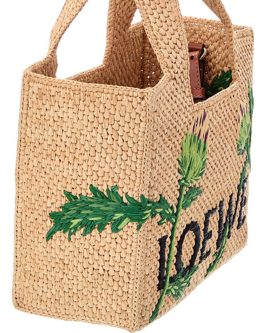 Loewe Loewe Logo Small Raffia & Leather Tote