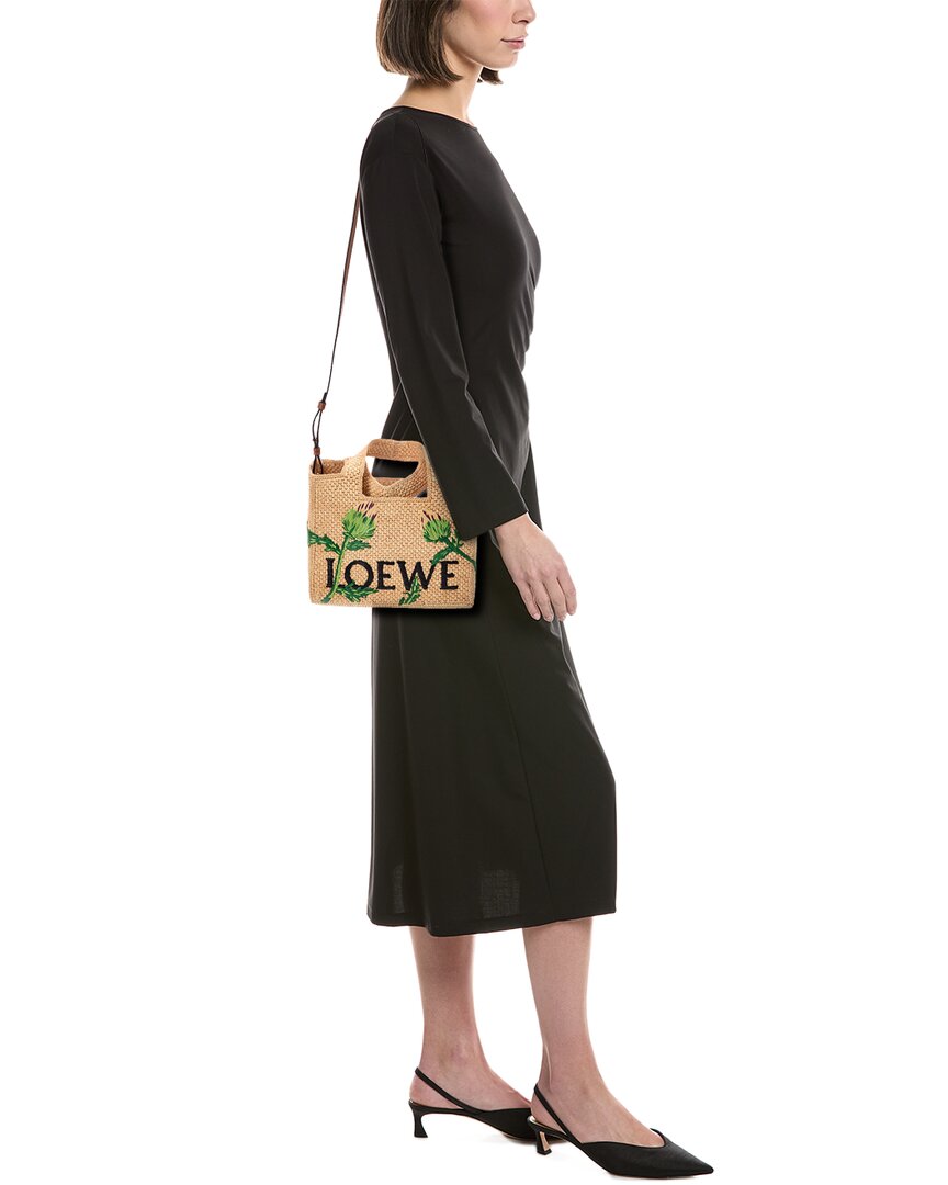 Loewe Loewe Logo Small Raffia & Leather Tote
