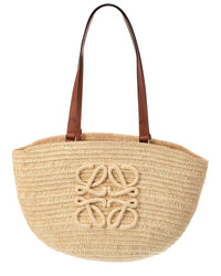 Loewe Loewe Logo Raffia & Leather Tote