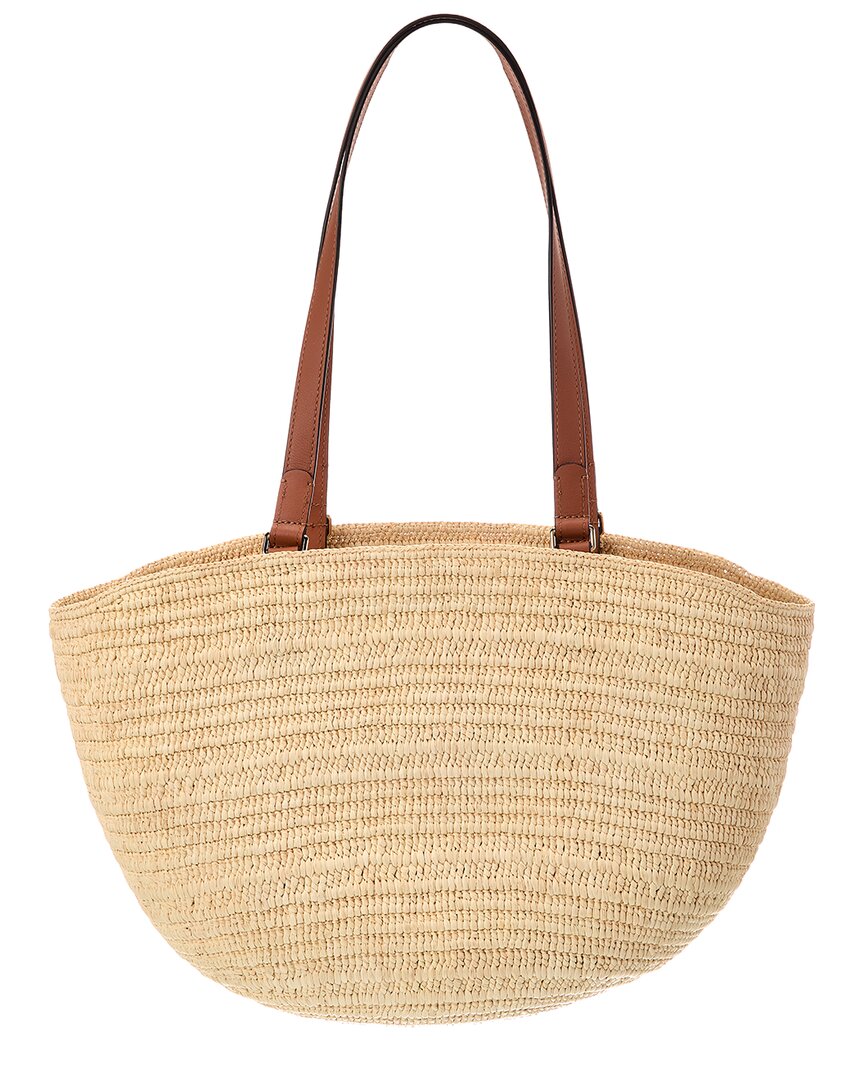 Loewe Loewe Logo Raffia & Leather Tote