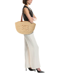 Loewe Loewe Logo Raffia & Leather Tote