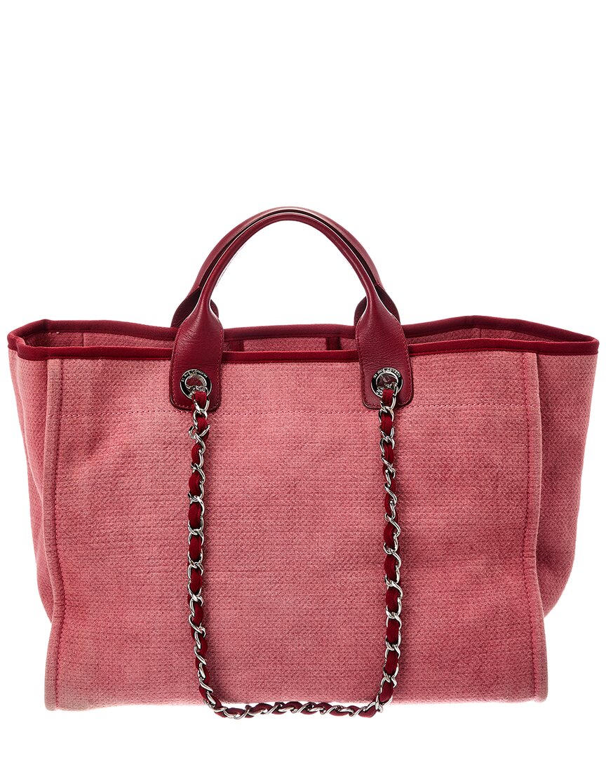 Chanel Chanel Red Canvas Medium Deauville Tote (Authentic Pre-Loved)