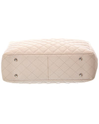 Chanel Chanel Ivory Quilted Caviar Leather Large Cc Shopping Tote (Authentic Pre-Loved)