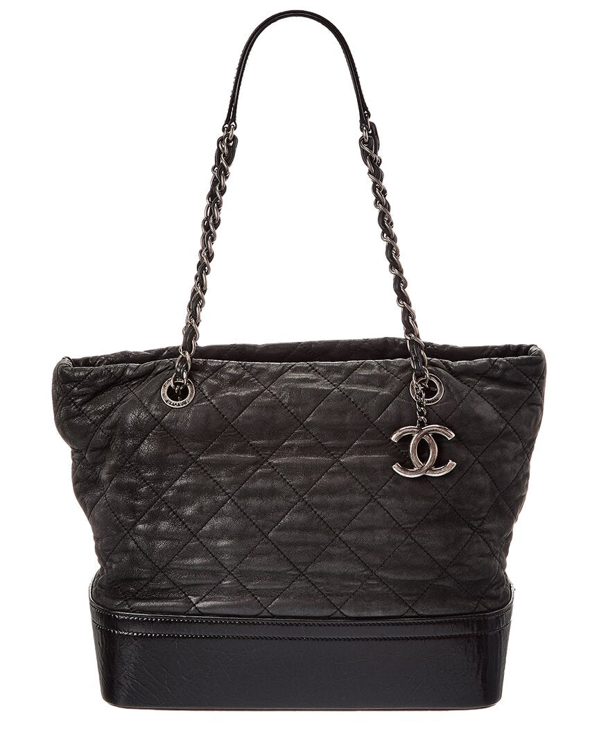 Chanel Chanel Black Iridescent Calfskin Leather Vip Shopping Tote (Authentic Pre-Loved)