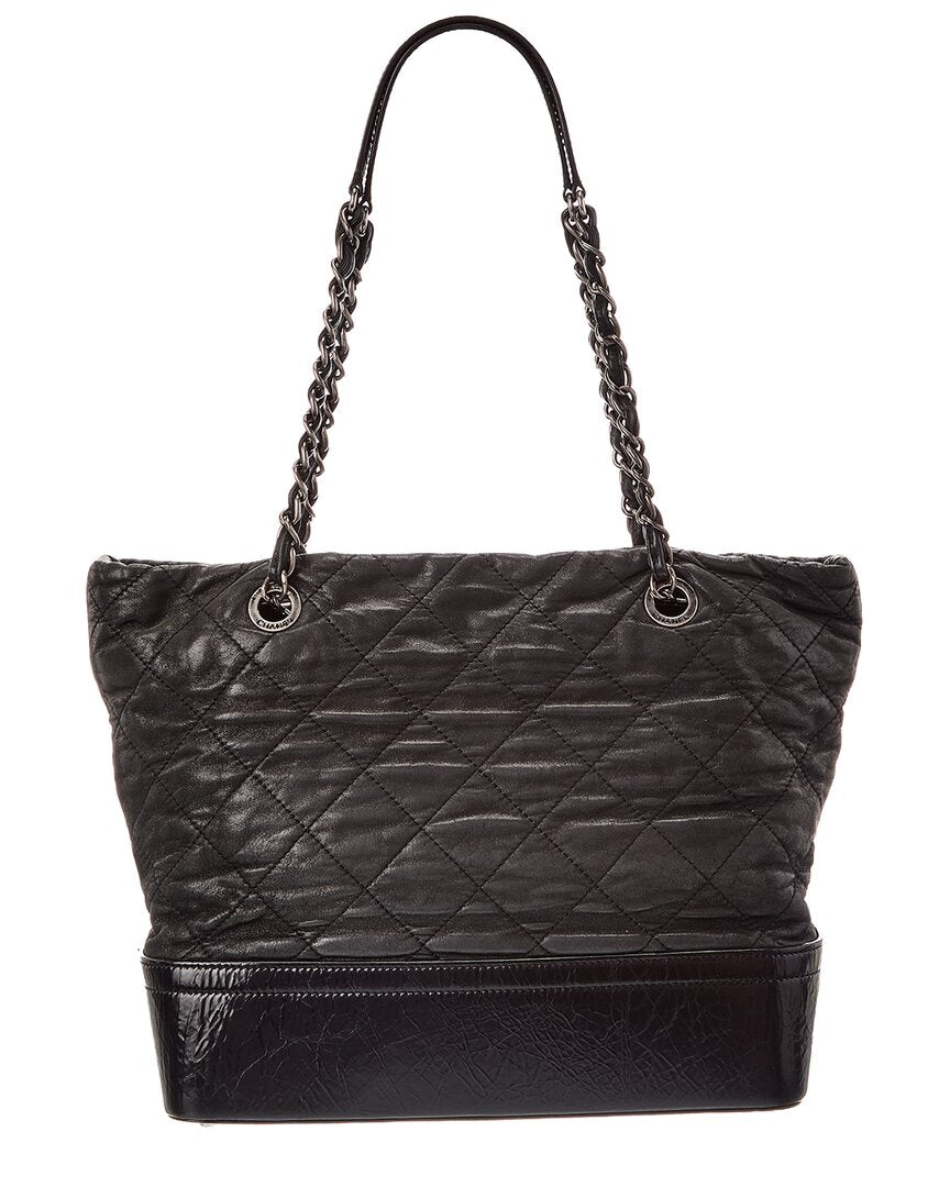 Chanel Chanel Black Iridescent Calfskin Leather Vip Shopping Tote (Authentic Pre-Loved)