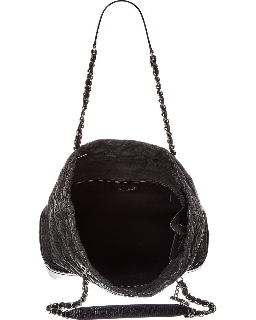 Chanel Chanel Black Iridescent Calfskin Leather Vip Shopping Tote (Authentic Pre-Loved)