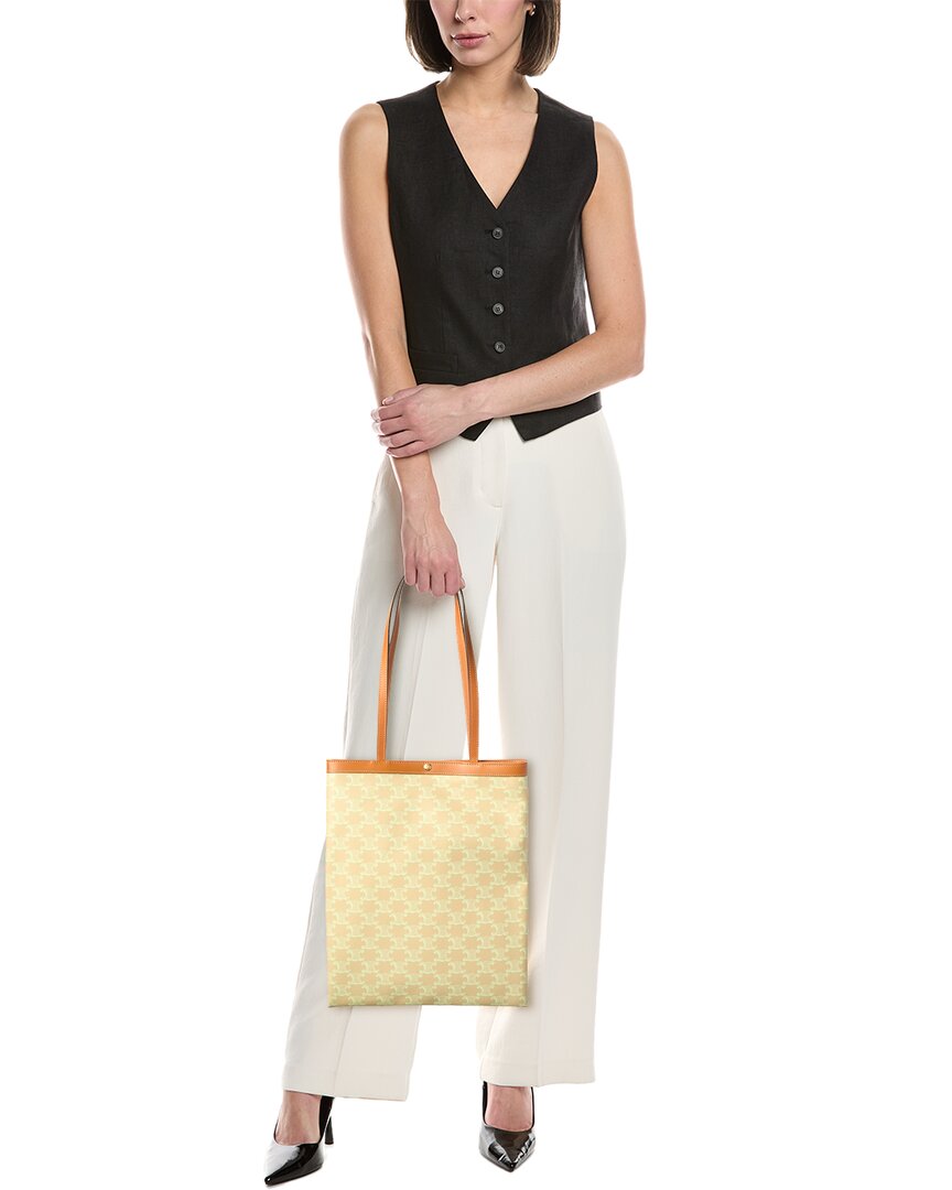 CELINE Celine Triomphe Medium Canvas & Leather Tote