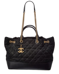 Chanel Chanel Black Quilted Caviar Leather Globe Trotter Shopping Tote (Authentic