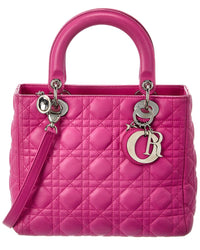 Dior Dior Pink Lambskin Leather Cannage Medium Lady Dior (Authentic Pre-Loved)