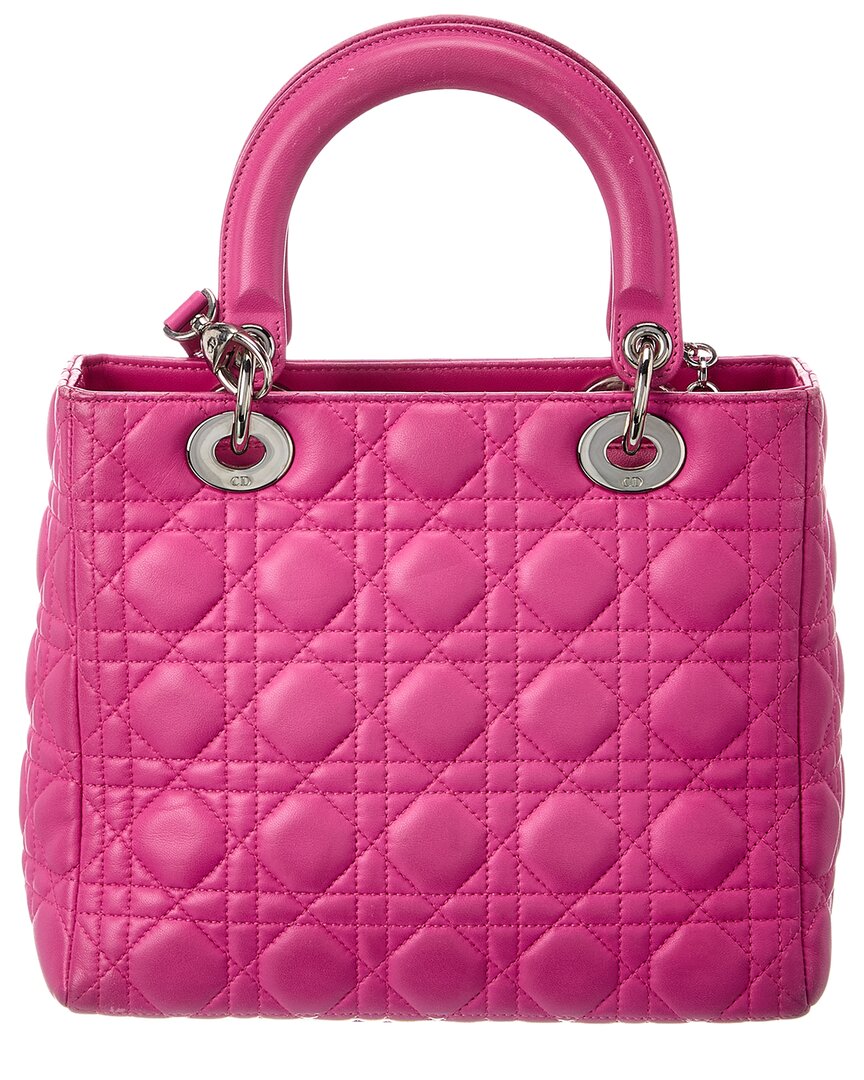 Dior Dior Pink Lambskin Leather Cannage Medium Lady Dior (Authentic Pre-Loved)
