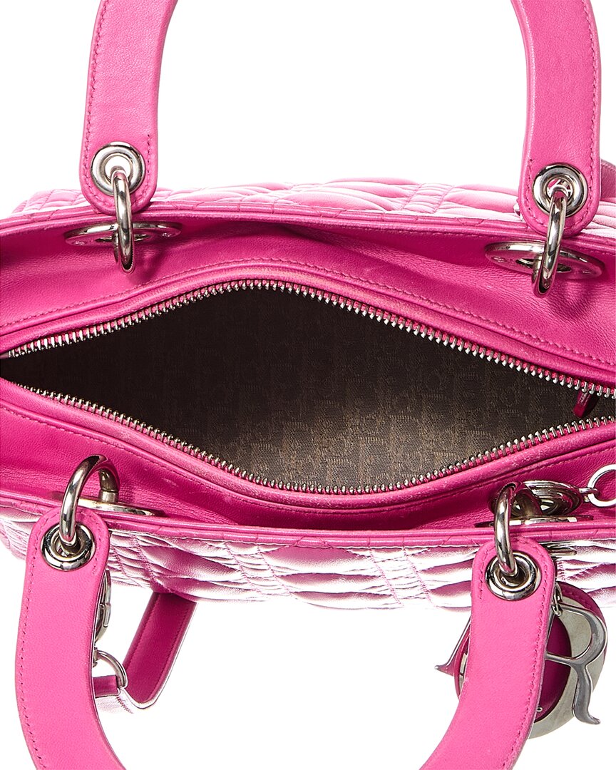 Dior Dior Pink Lambskin Leather Cannage Medium Lady Dior (Authentic Pre-Loved)
