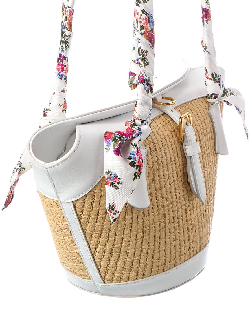 Dolce & Gabbana Capri Raffia & Leather Shoulder Bag