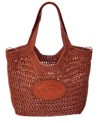 Tod's Logo Medium Raffia Tote