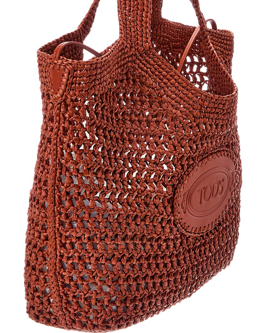 Tod's Logo Medium Raffia Tote