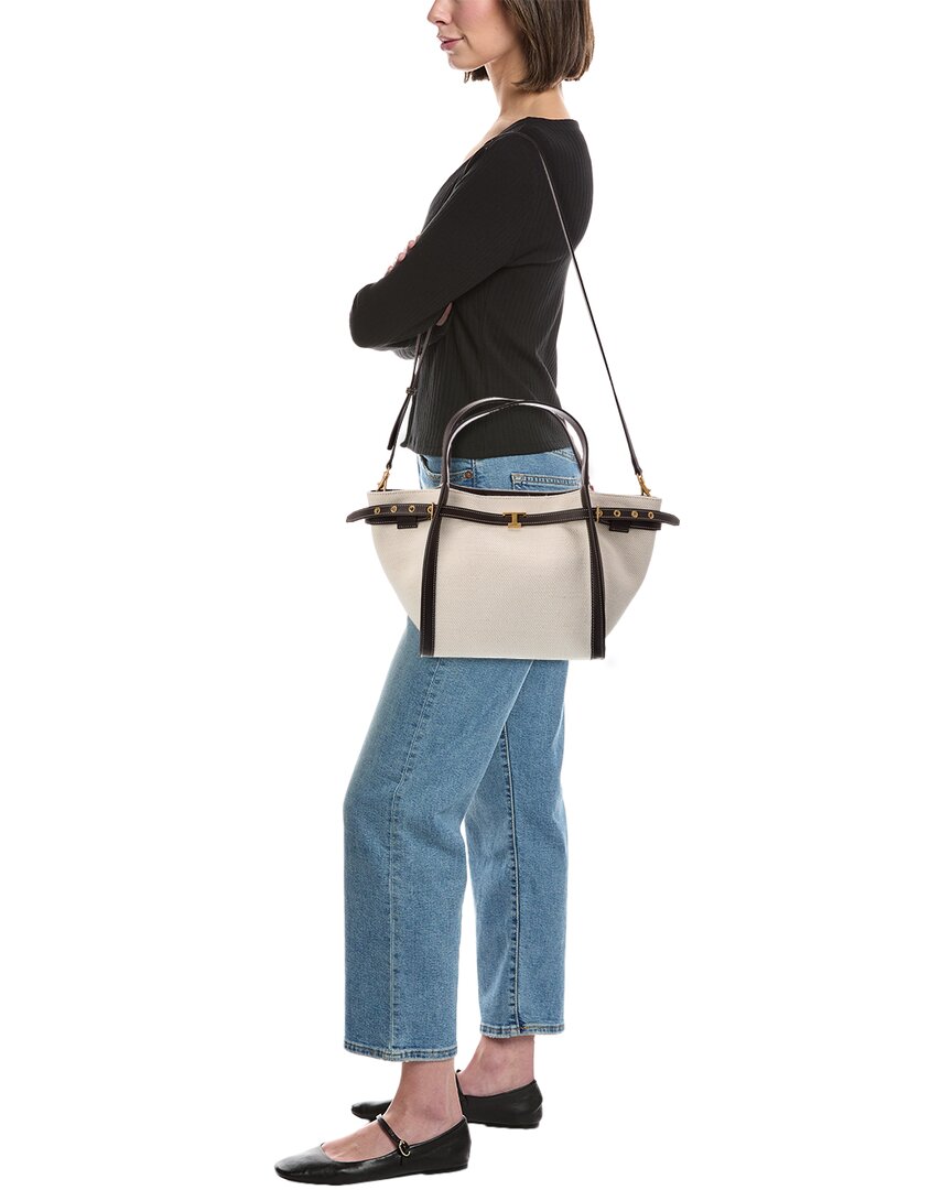 TOD's Tod's Logo Small Canvas & Leather Tote
