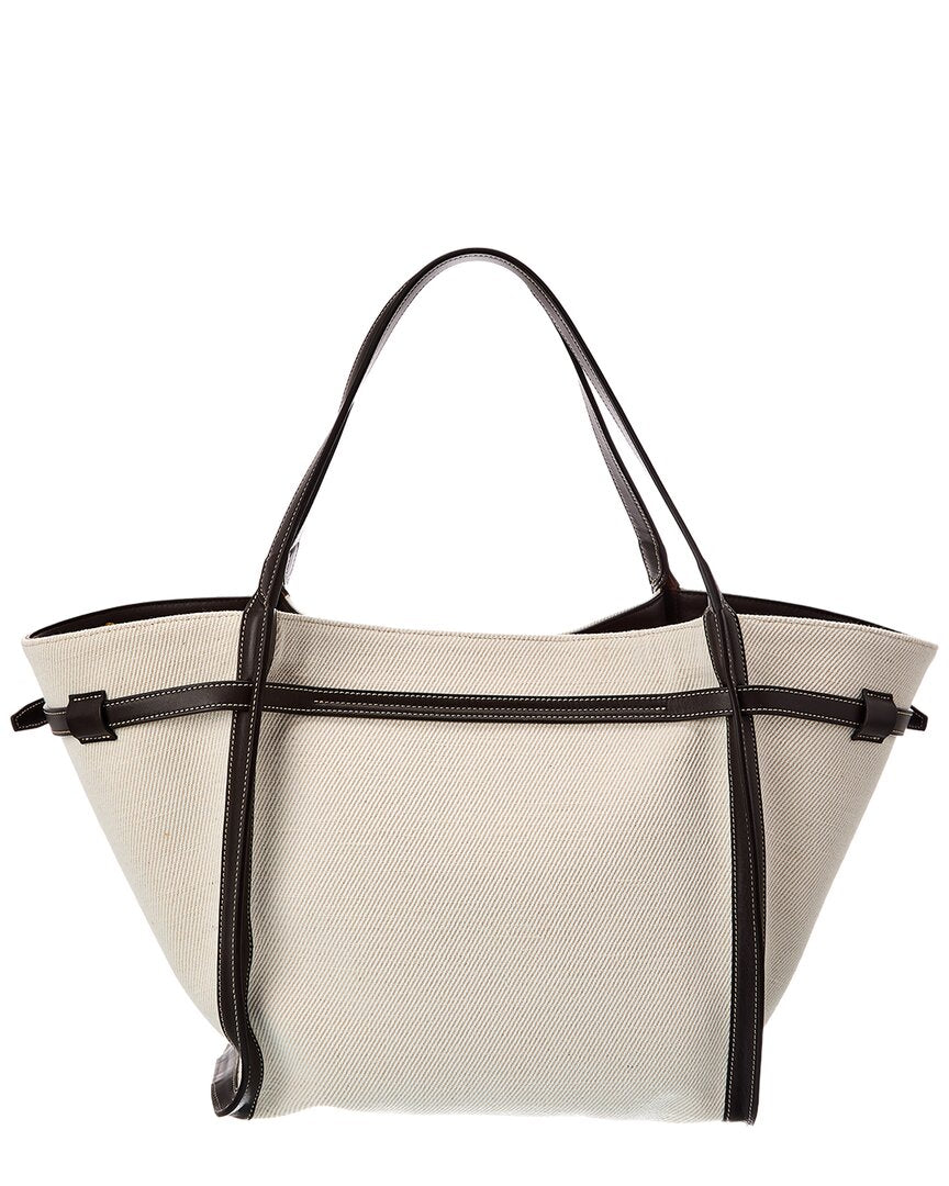 Tod's Logo Medium Canvas & Leather Tote