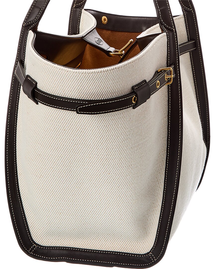 Tod's Logo Medium Canvas & Leather Tote