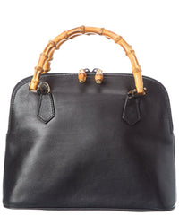 Pre-Owned Gucci Black Leather Bamboo Handbag (Authentic Pre-Loved)