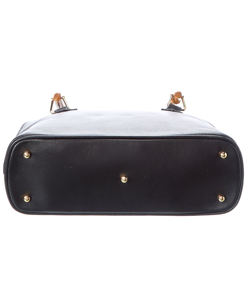 Pre-Owned Gucci Black Leather Bamboo Handbag (Authentic Pre-Loved)