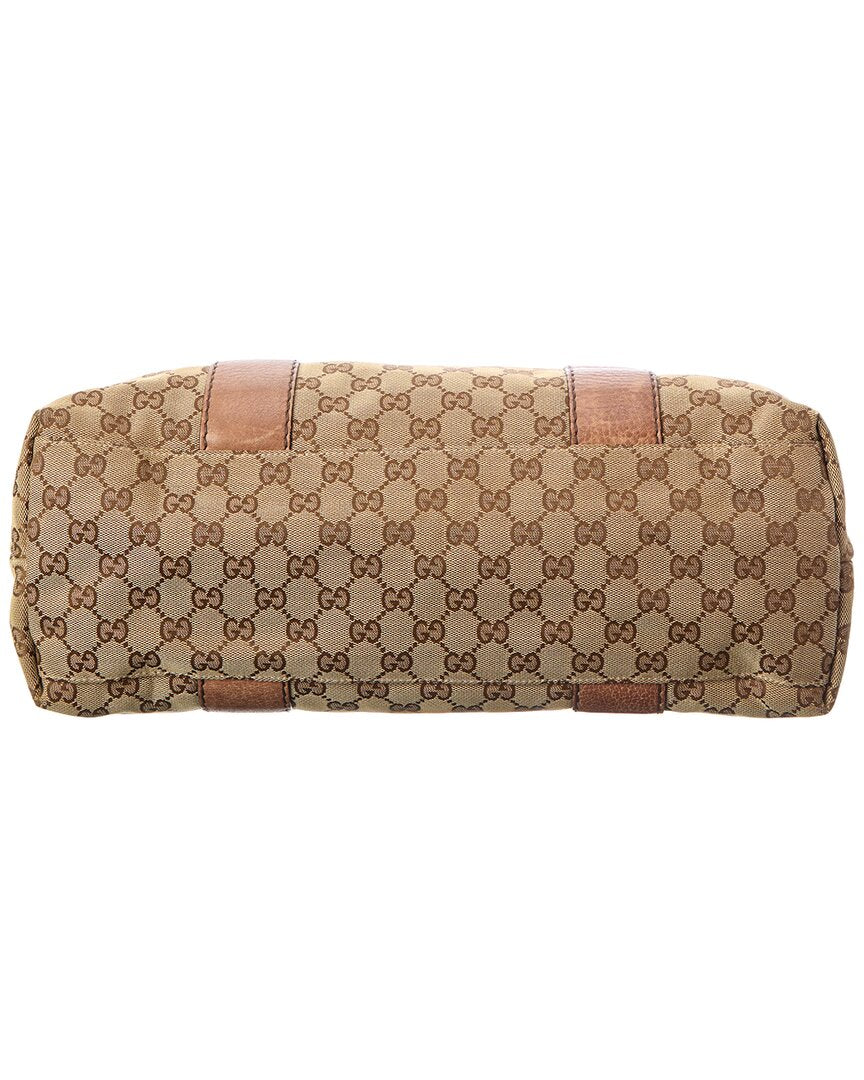 Pre-Owned Gucci Brown Gg Canvas Medium Bamboo Bar Tote (Authentic Pre-Loved)
