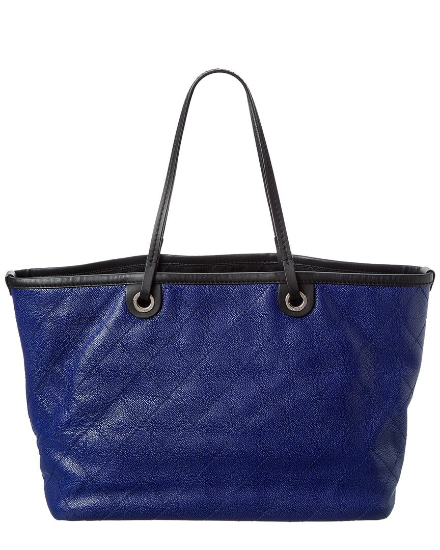 Pre-Owned Chanel Blue Quilted Leather Ginpaku Handmade Bag (Authentic Pre-Loved)