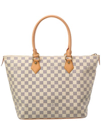 Pre-Owned Louis Vuitton White Damier Azur Saleya Mm (Authentic Pre-Loved)