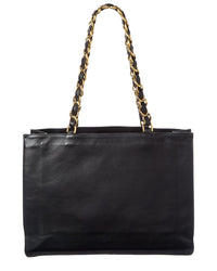 Pre-Owned Chanel Black Lambskin Leather Shoulder Tote (Authentic Pre-Loved)