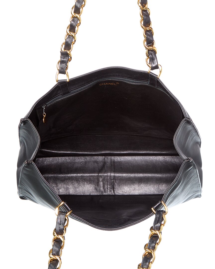 Pre-Owned Chanel Black Lambskin Leather Shoulder Tote (Authentic Pre-Loved)