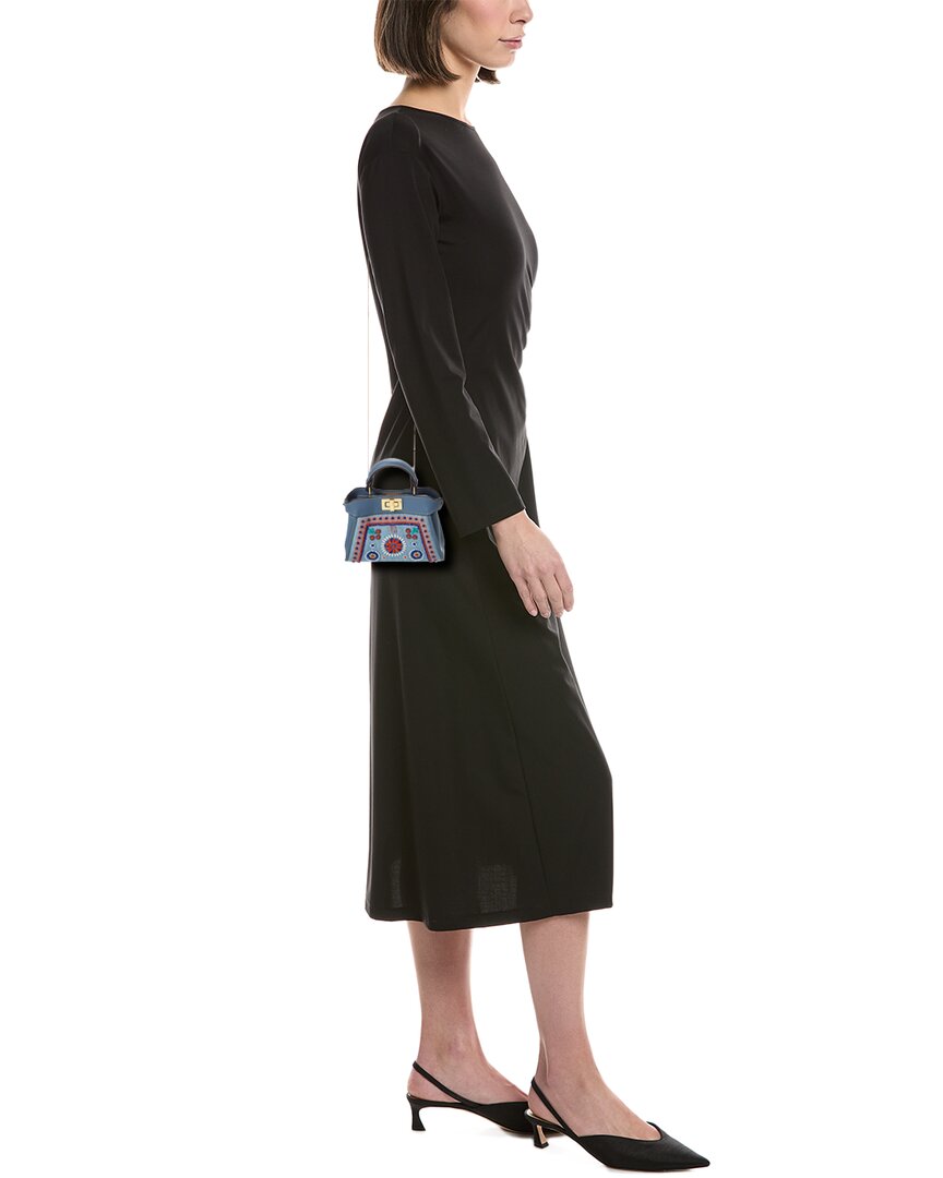 FENDI Fendi Nano Peekaboo Denim & Leather Clutch