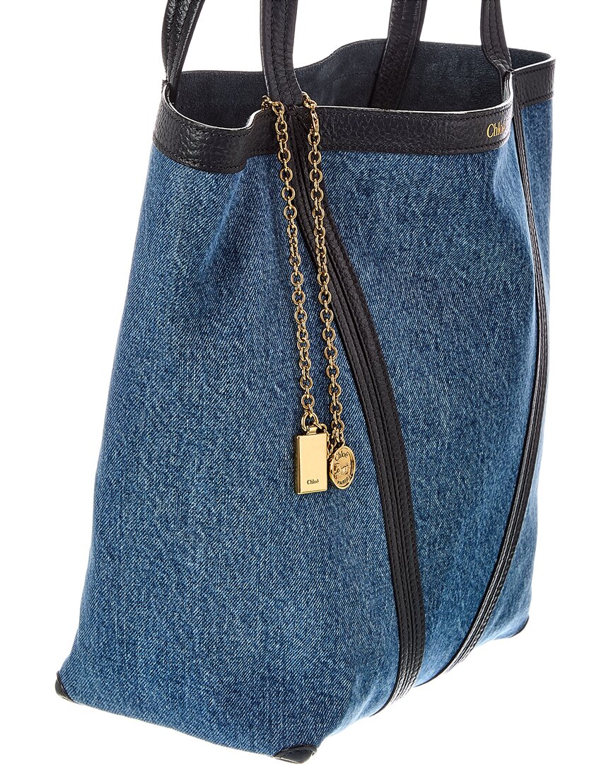 Chloé Chloé Spin Denim & Leather Tote