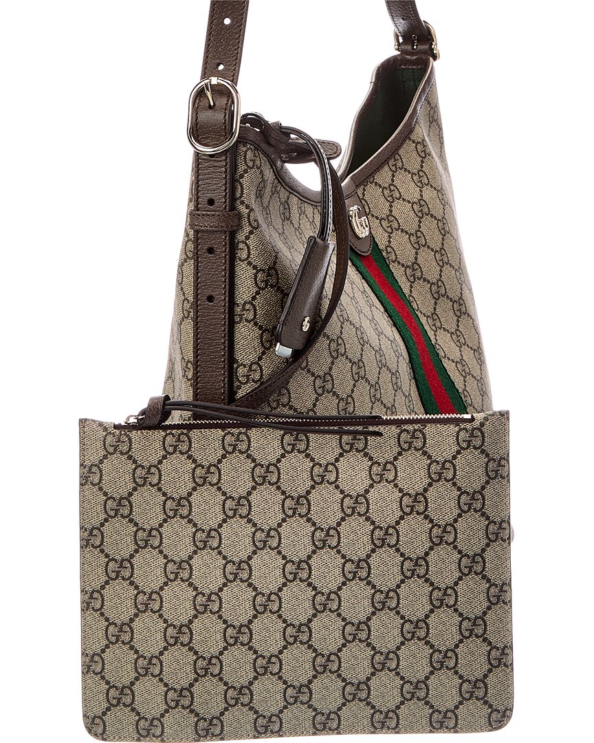 Gucci Ophidia Large Gg Supreme Canvas & Leather Tote