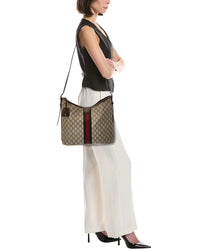 Gucci Ophidia Large Gg Supreme Canvas & Leather Tote