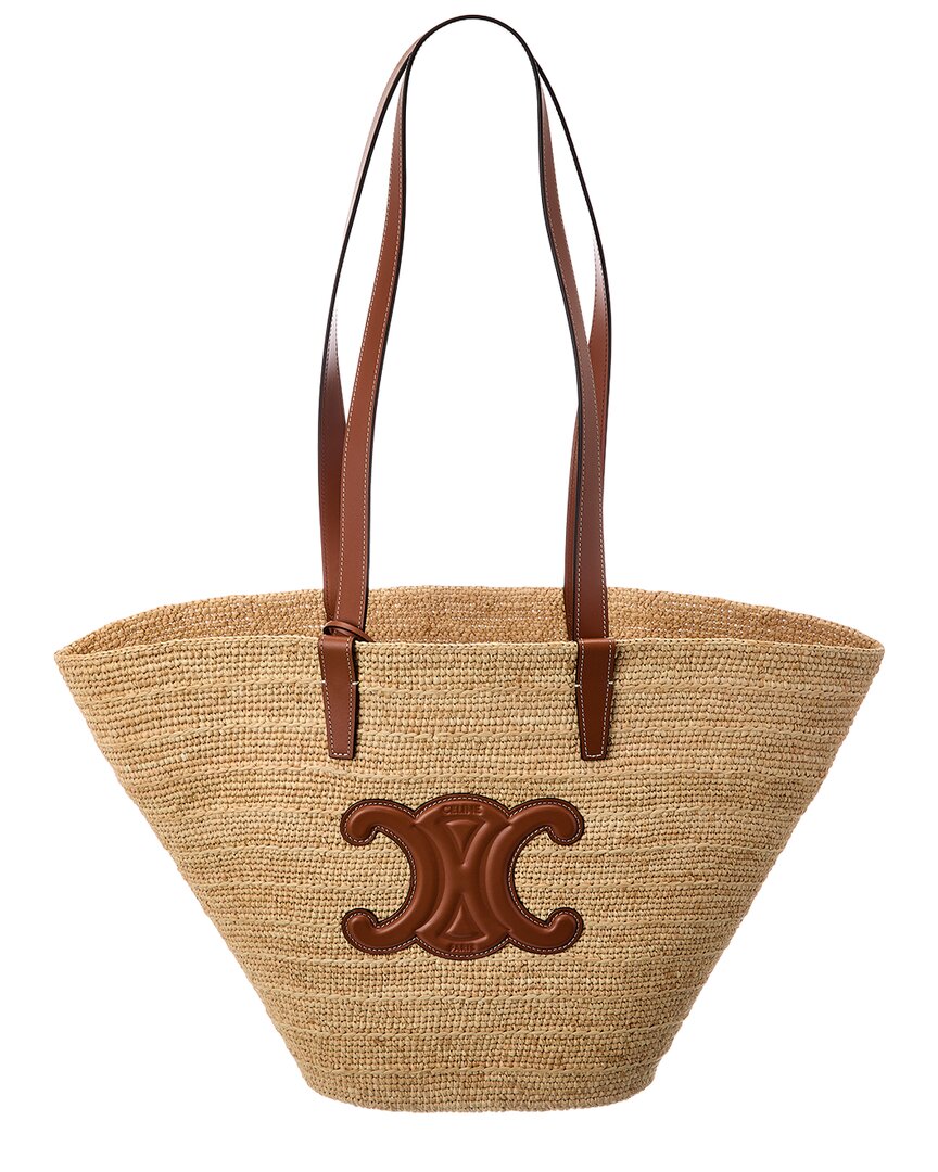 Celine Classic Panier Raffia & Leather Tote