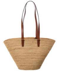 Celine Classic Panier Raffia & Leather Tote