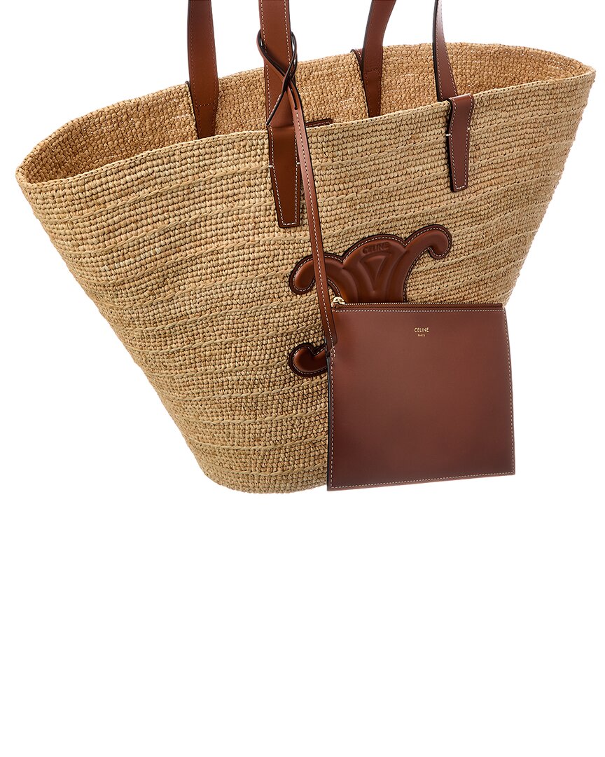 Celine Classic Panier Raffia & Leather Tote