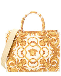 Versace Versace Large Printed Canvas & Leather Tote