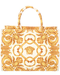 Versace Versace Large Printed Canvas & Leather Tote