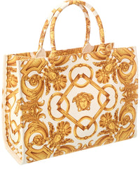 Versace Versace Large Printed Canvas & Leather Tote