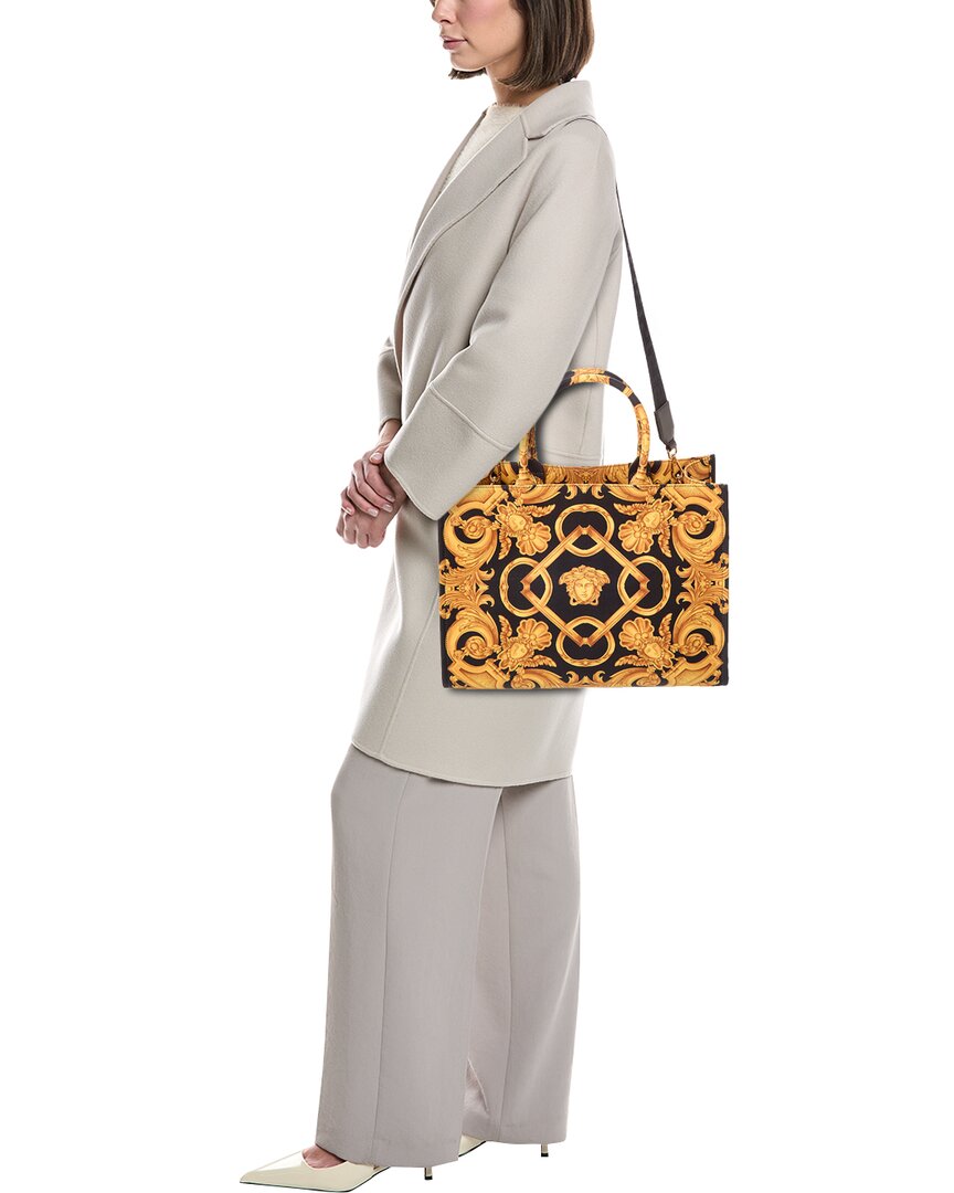 Versace Versace Large Printed Canvas & Leather Tote