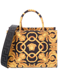 Versace Versace Printed Canvas & Leather Tote