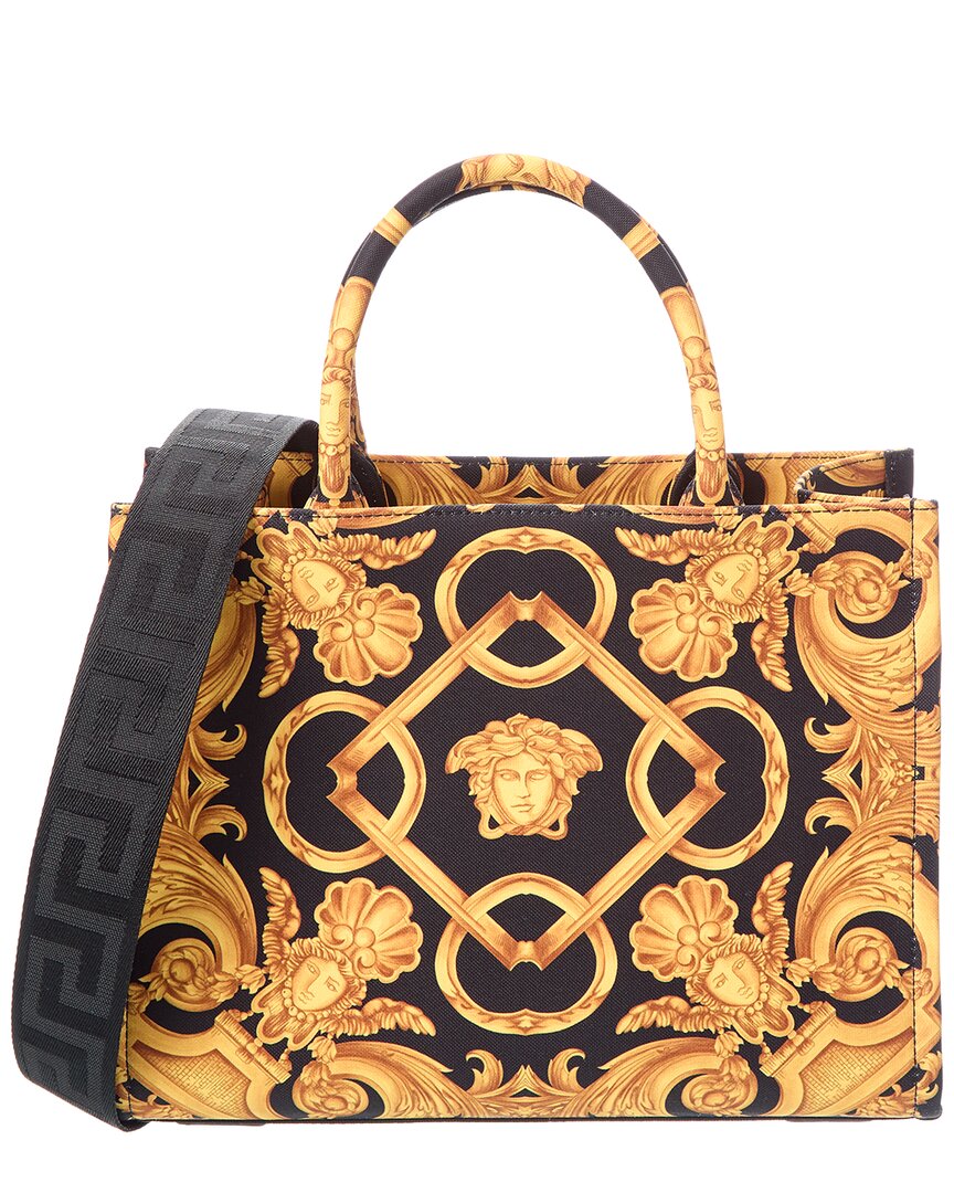 Versace Versace Printed Canvas & Leather Tote