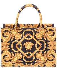 Versace Versace Printed Canvas & Leather Tote