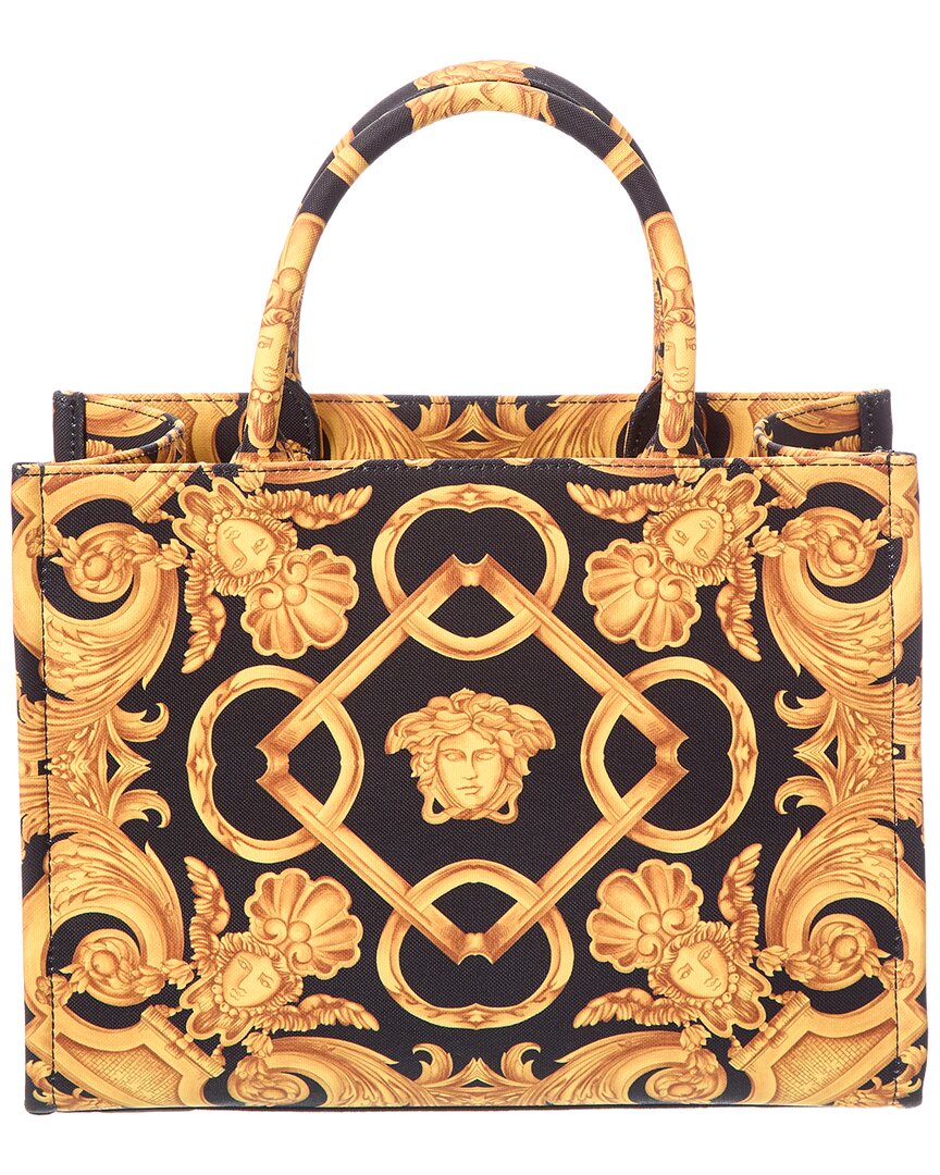 Versace Versace Printed Canvas & Leather Tote