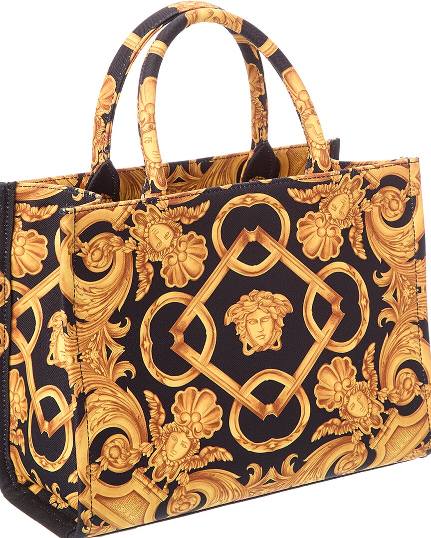 Versace Versace Printed Canvas & Leather Tote
